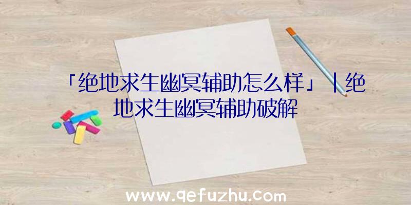 「绝地求生幽冥辅助怎么样」|绝地求生幽冥辅助破解